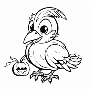 Halloween Themed Crow Coloring Pages 1