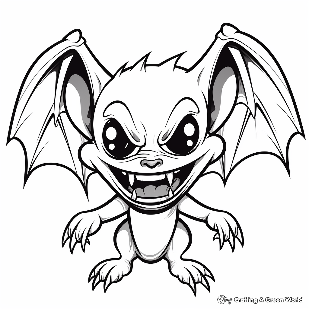 Halloween Themed Vampire Bat Coloring Pages 2