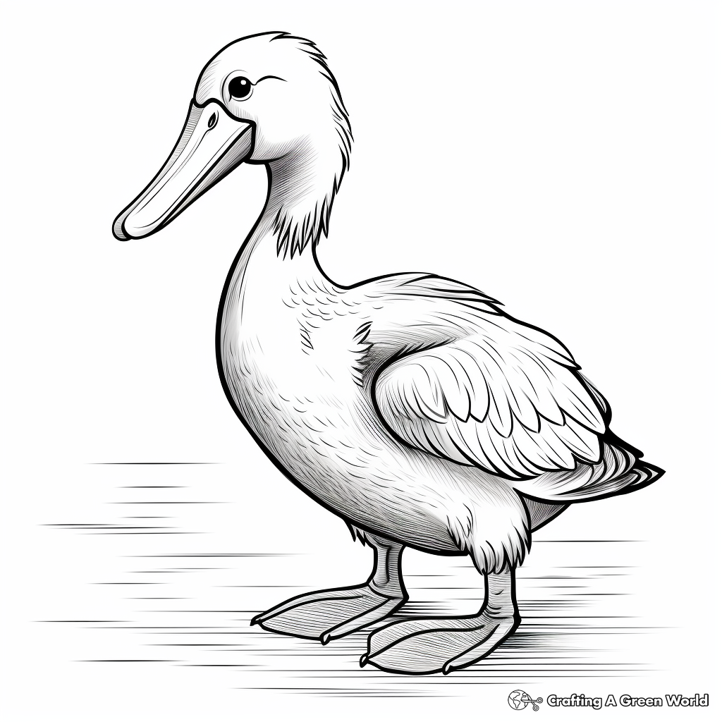 Hand-drawn Artistic Pelican Coloring Pages 4
