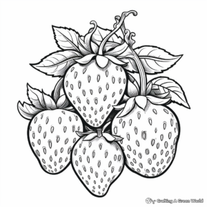 Hand-Drawn Artistic Strawberry Coloring Pages 2