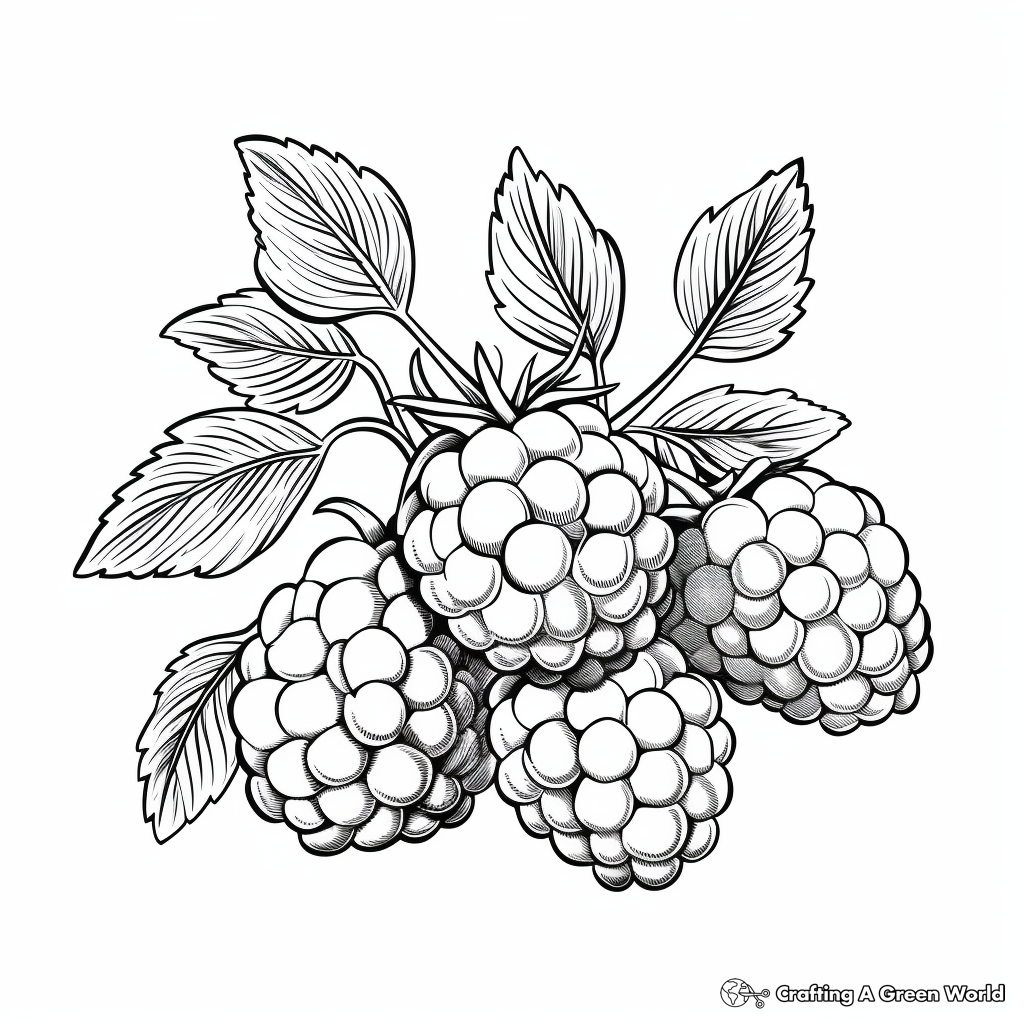 Hand-Drawn Raspberry Coloring Pages 1