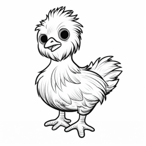Hand Drawn Silkie Chicken Coloring Page 4