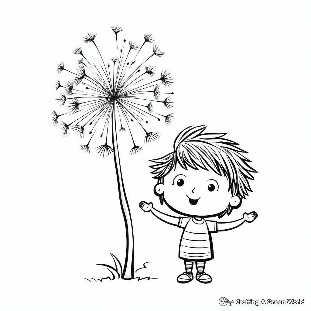 Hand-drawn Style Dandelion Coloring Pages 1