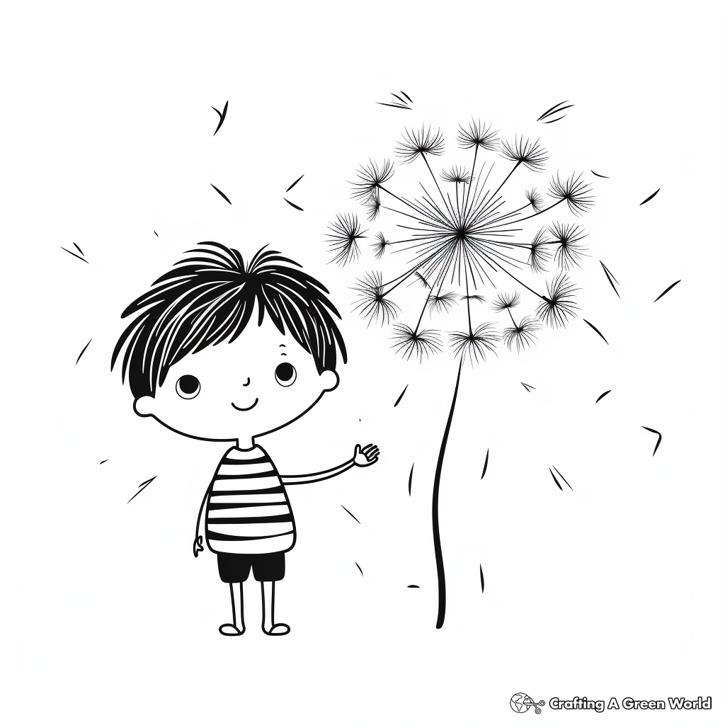 Hand-drawn Style Dandelion Coloring Pages 2