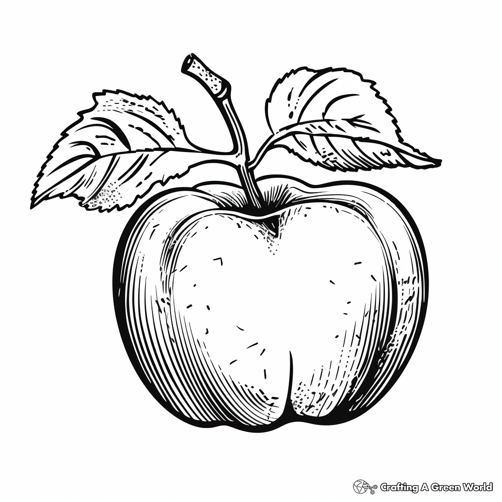Hand-drawn Vintage Apple Illustration Coloring Pages 1