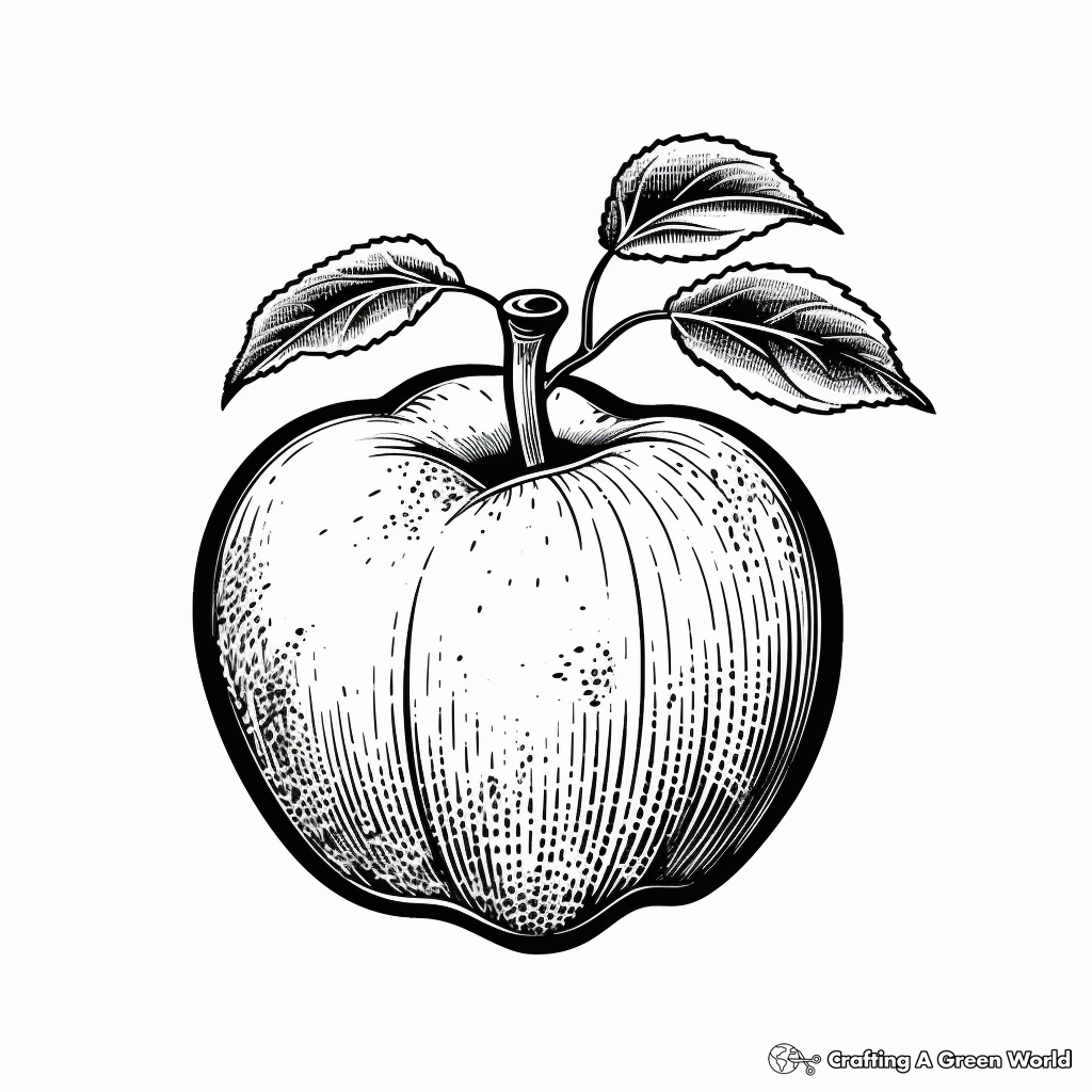 Hand-drawn Vintage Apple Illustration Coloring Pages 2