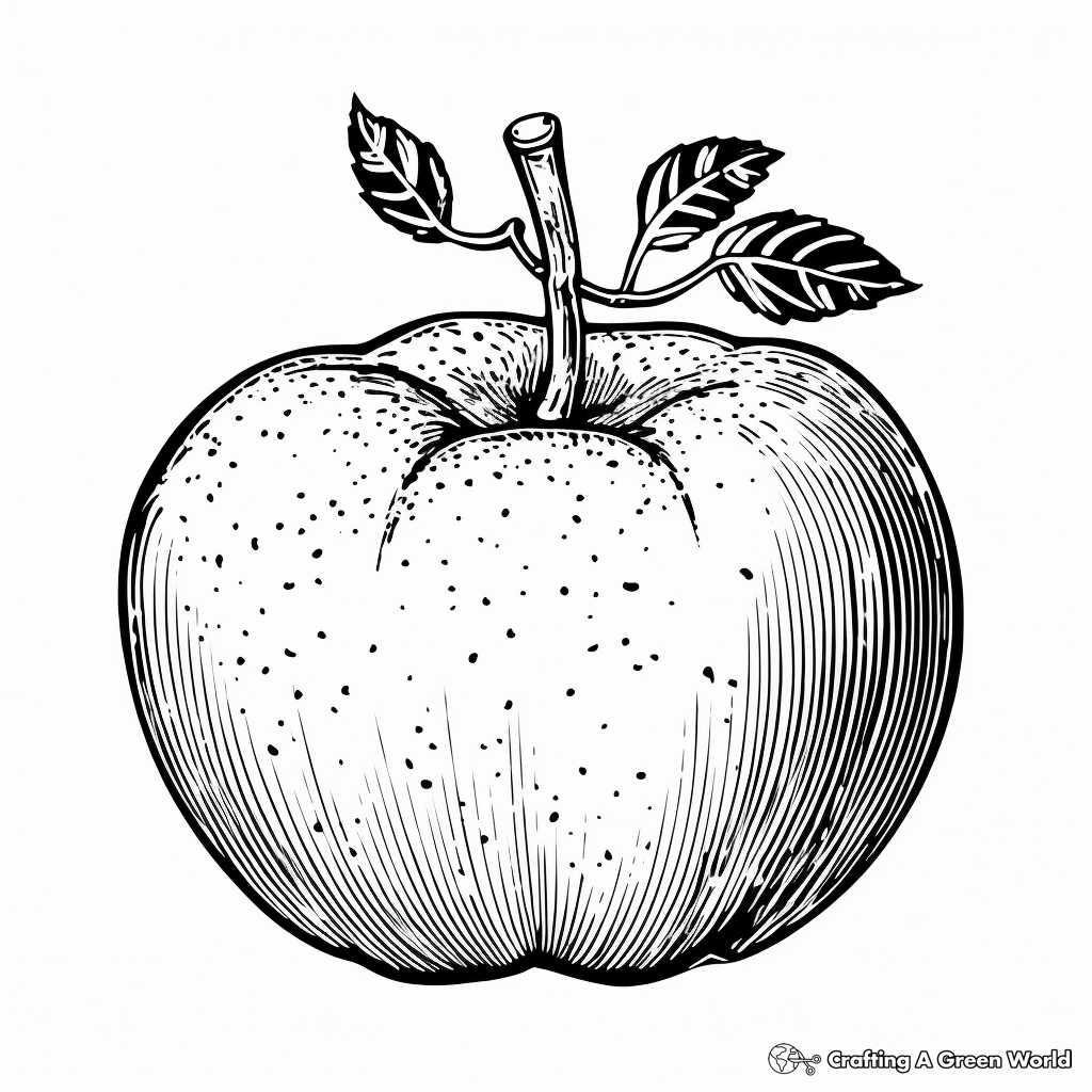 Hand-drawn Vintage Apple Illustration Coloring Pages 4