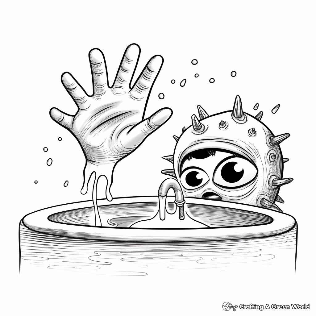 Hand Washing vs Germs Coloring Pages 2