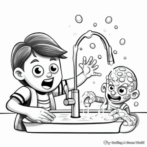 Hand Washing vs Germs Coloring Pages 4