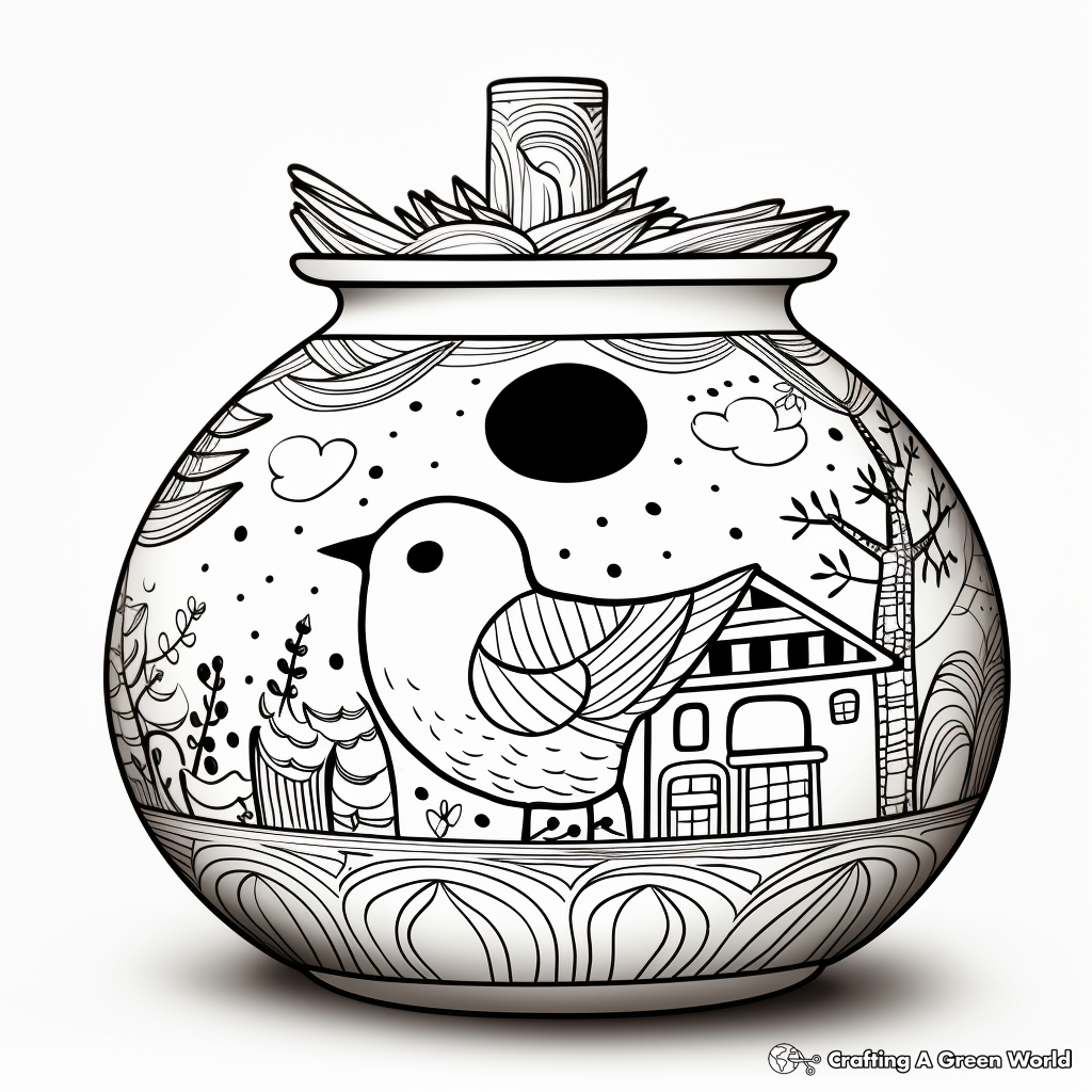 Handcrafted Clay Pot Bird Feeder Coloring Pages 1