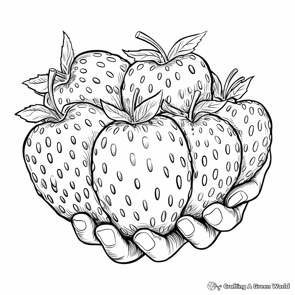Handful of Juicy Strawberries Coloring Pages for Artists 4