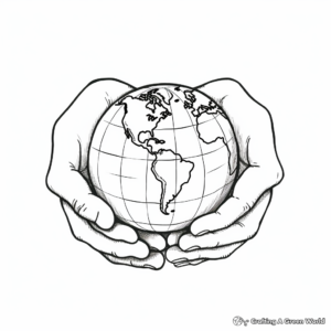 Hands Holding Earth: Environmental Awareness Coloring Pages 2