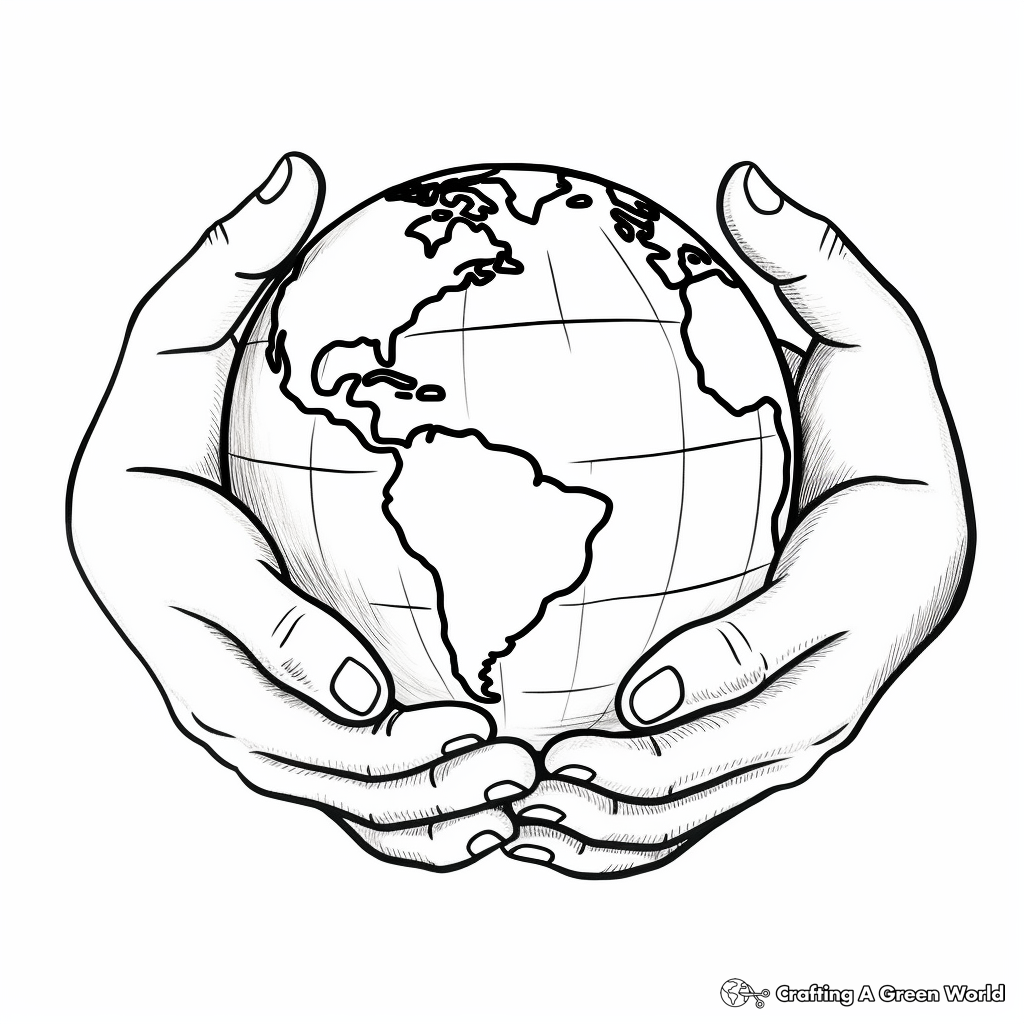 Hands Holding Earth: Environmental Awareness Coloring Pages 3
