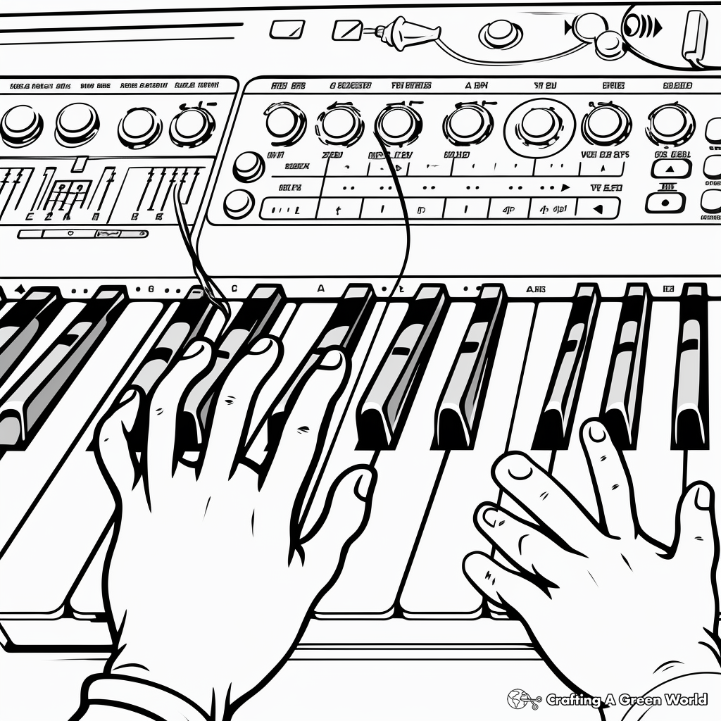 Hands-on Keyboard: Music-Themed Coloring Pages 3