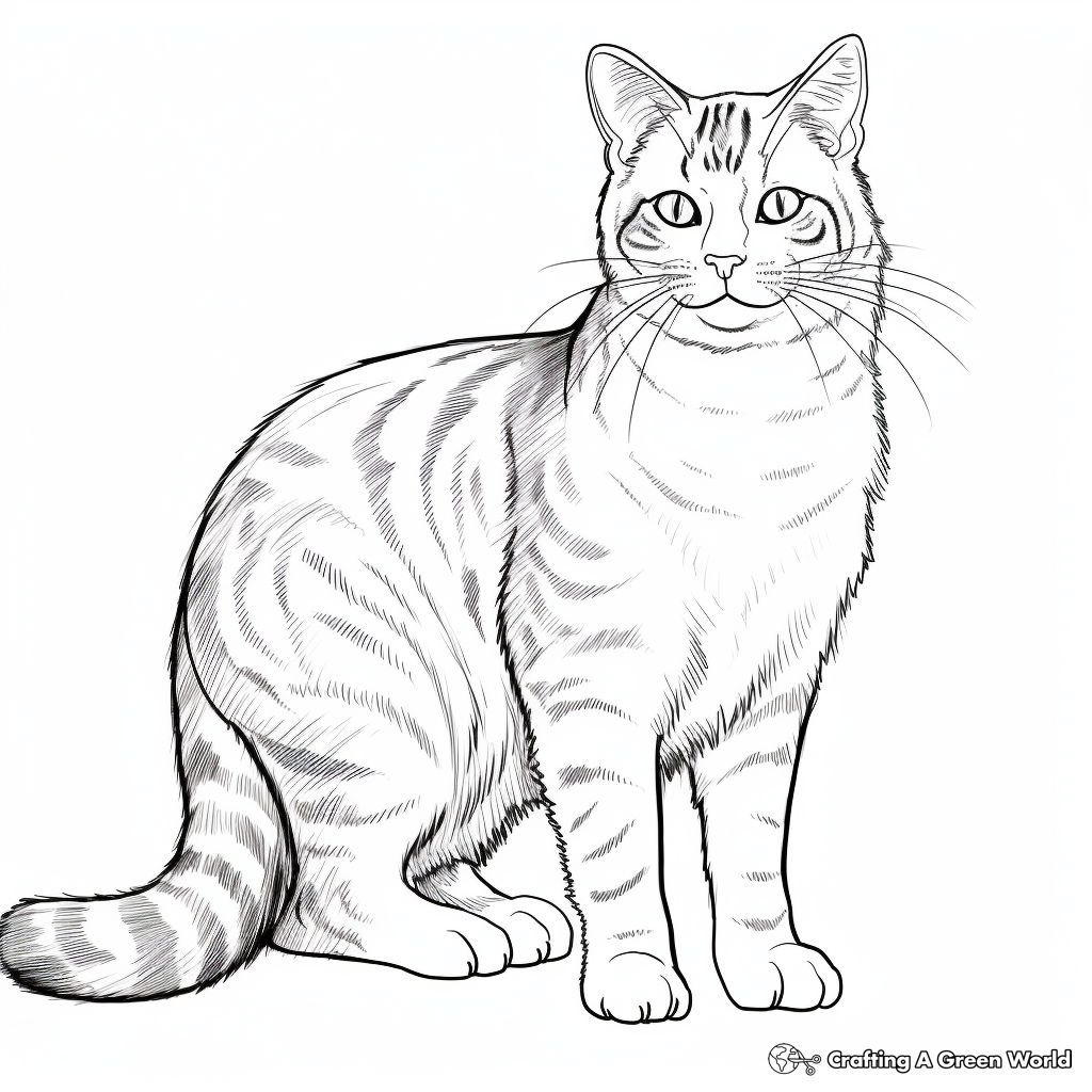 Handsome Brown Tabby Cat Coloring Pages 1