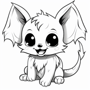 Happy Baby Bat with Friends Coloring Pages 1
