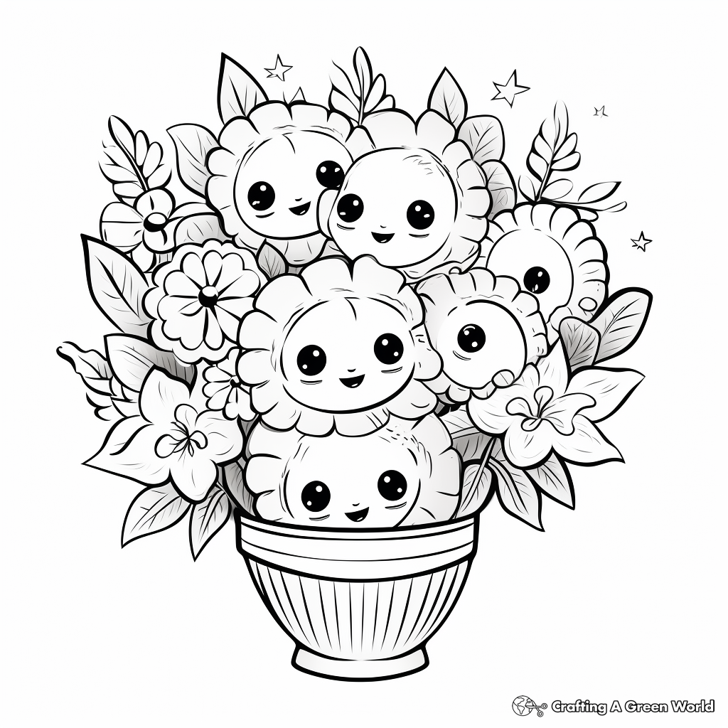 Happy Birthday Flower Bouquet Coloring Pages 2