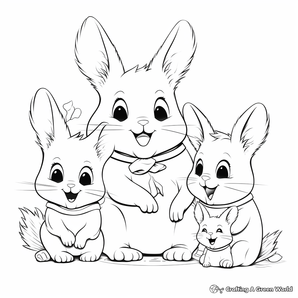 Happy Chinchilla Family Coloring Pages 1