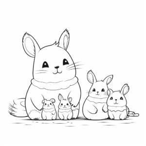 Happy Chinchilla Family Coloring Pages 2