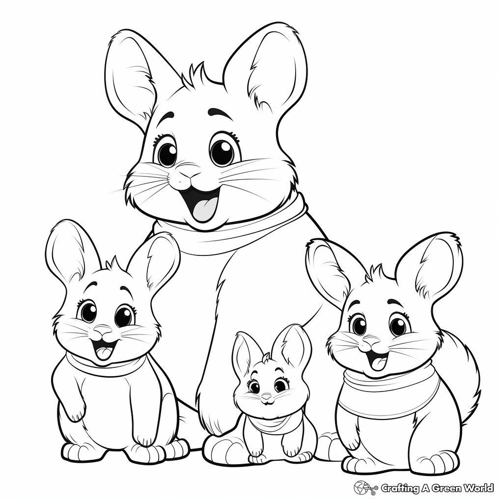 Happy Chinchilla Family Coloring Pages 3