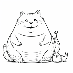 Happy Fat Cat with Birds Coloring Pages 3