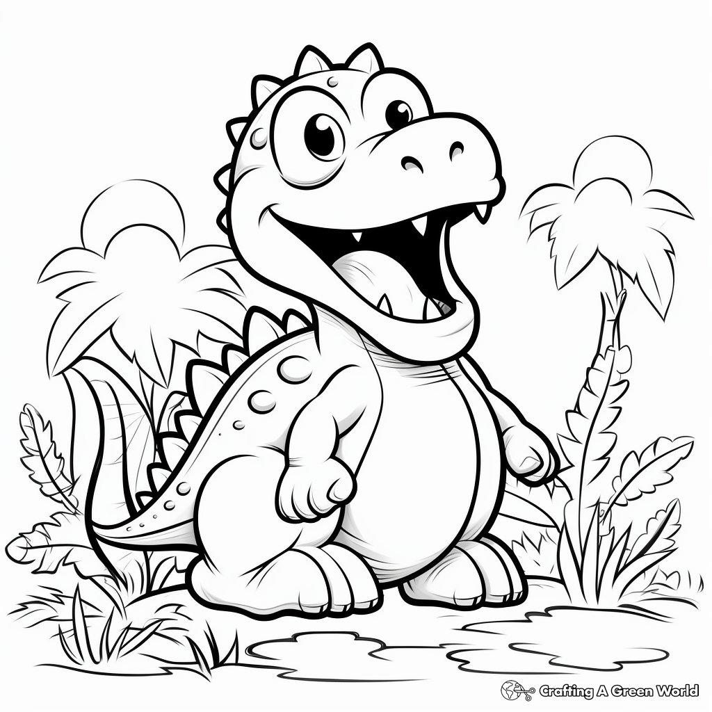 Happy Herbivorous Dinosaurs Coloring Pages 1