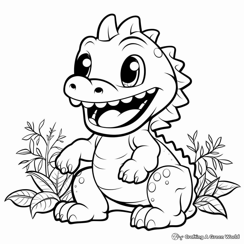 Happy Herbivorous Dinosaurs Coloring Pages 2