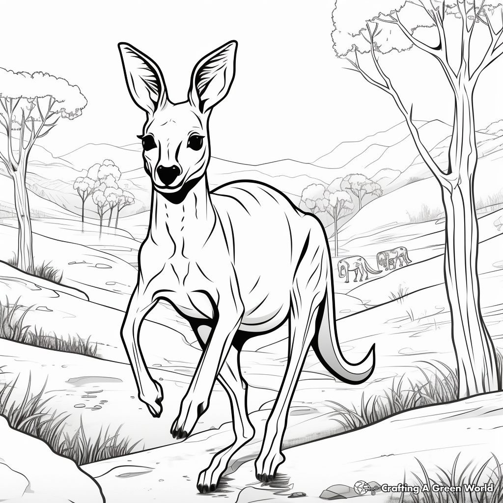 Happy Hopping Kangaroo Coloring Pages 1
