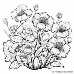 Hard Tulip Coloring Pages with Complex Details 1