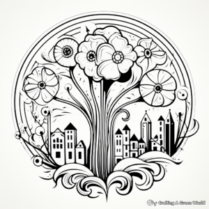 Hard Tulip Coloring Pages with Complex Details 3