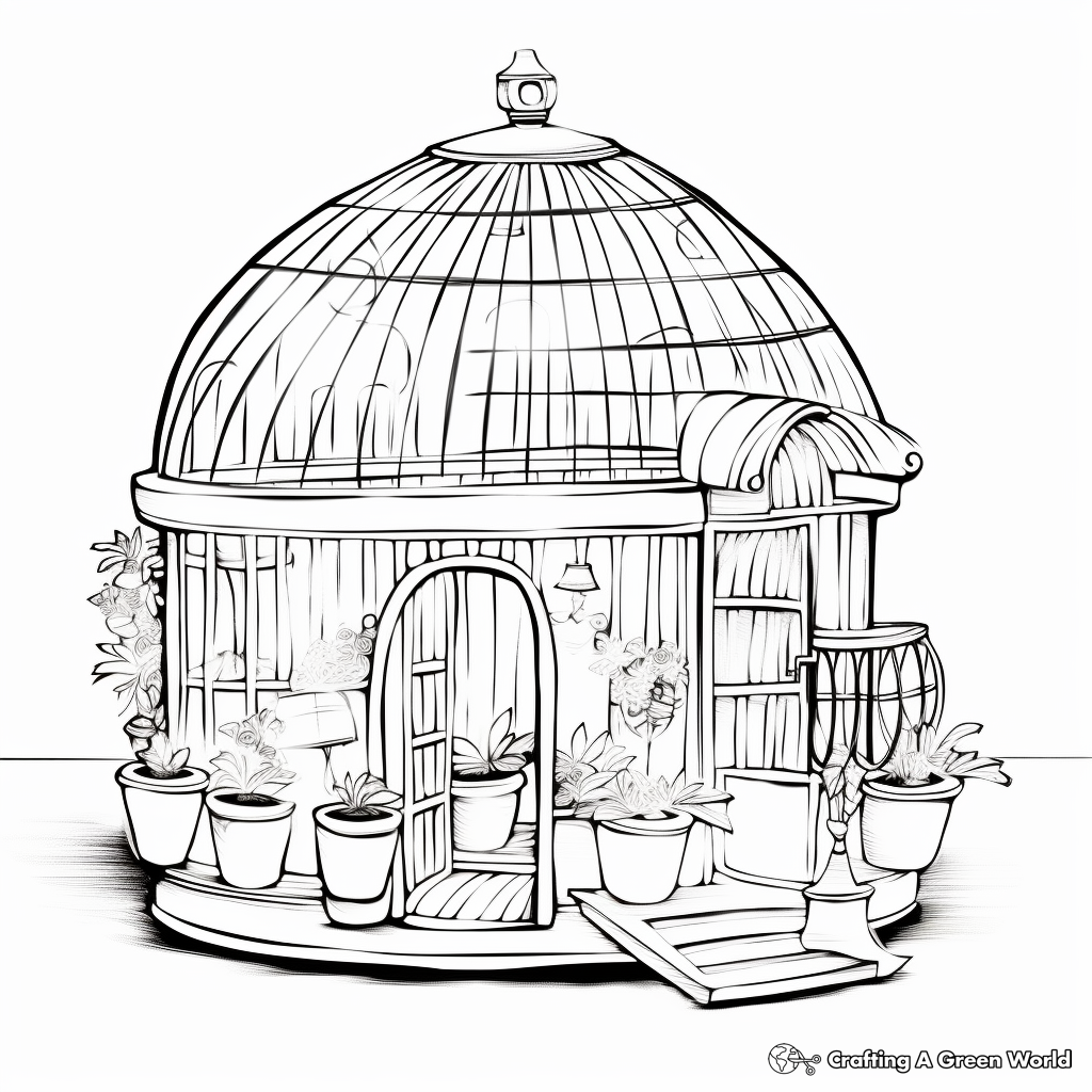 Harmonious Empty Bird Cage Coloring Pages 1
