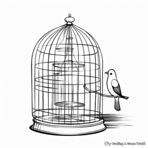 Harmonious Empty Bird Cage Coloring Pages 2