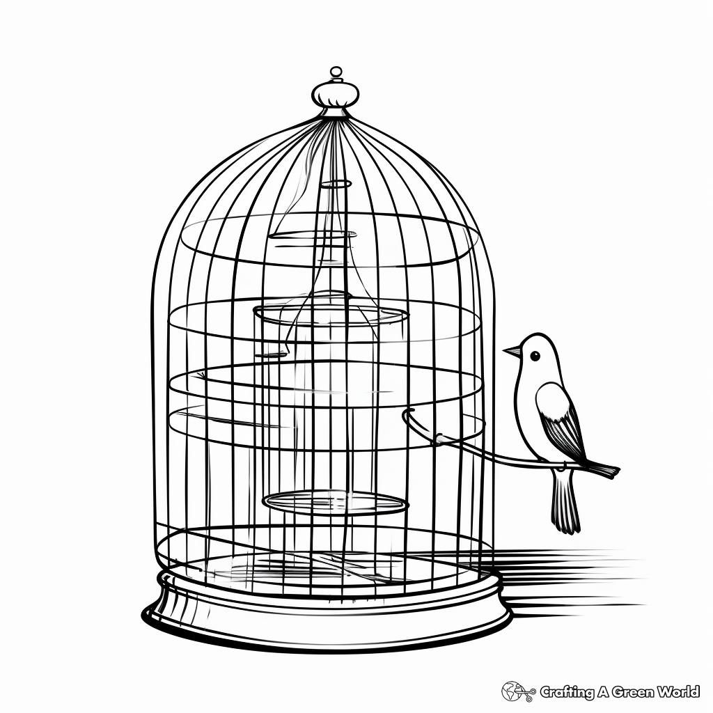 Harmonious Empty Bird Cage Coloring Pages 2