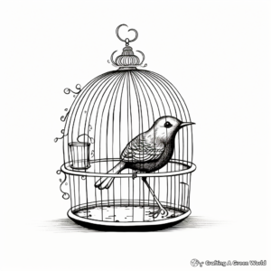 Harmonious Empty Bird Cage Coloring Pages 3