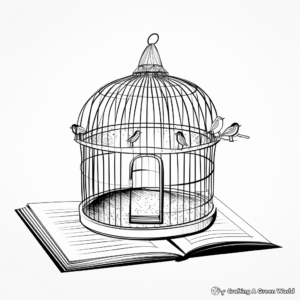 Harmonious Empty Bird Cage Coloring Pages 4