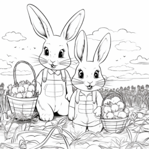 Harvest Scene with Bunny Family Coloring Pages 3