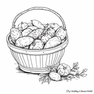Harvested Pecans in a Basket Coloring Pages 4