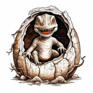 Hatching Baby T Rex: Dinosaur Nest Coloring Pages 3