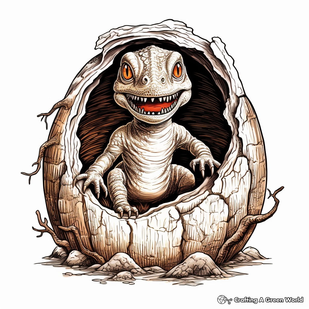 Hatching Baby T Rex: Dinosaur Nest Coloring Pages 3