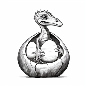 Hatching Compsognathus Dinosaur Egg Coloring Pages 1
