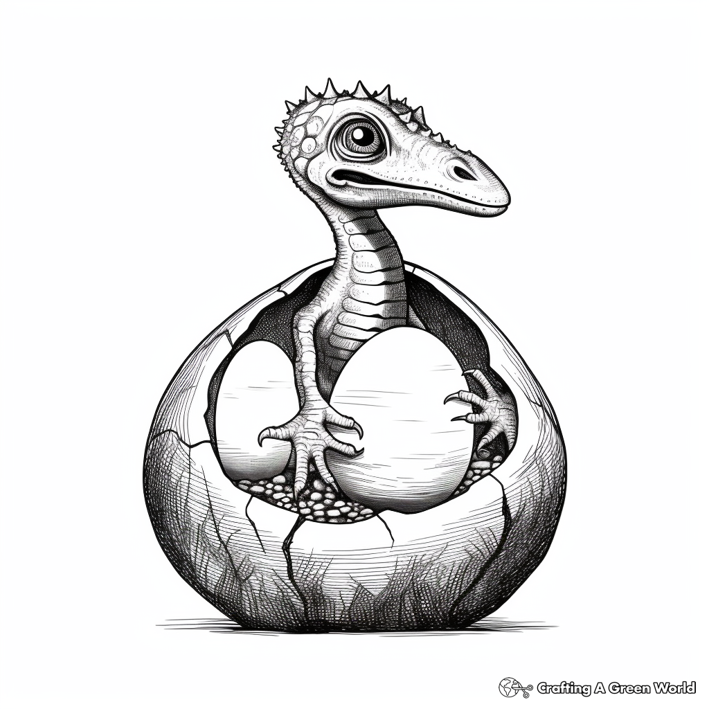 Hatching Compsognathus Dinosaur Egg Coloring Pages 1