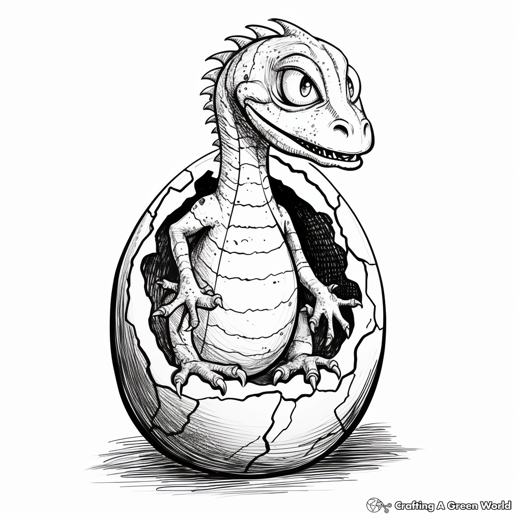 Hatching Compsognathus Dinosaur Egg Coloring Pages 2