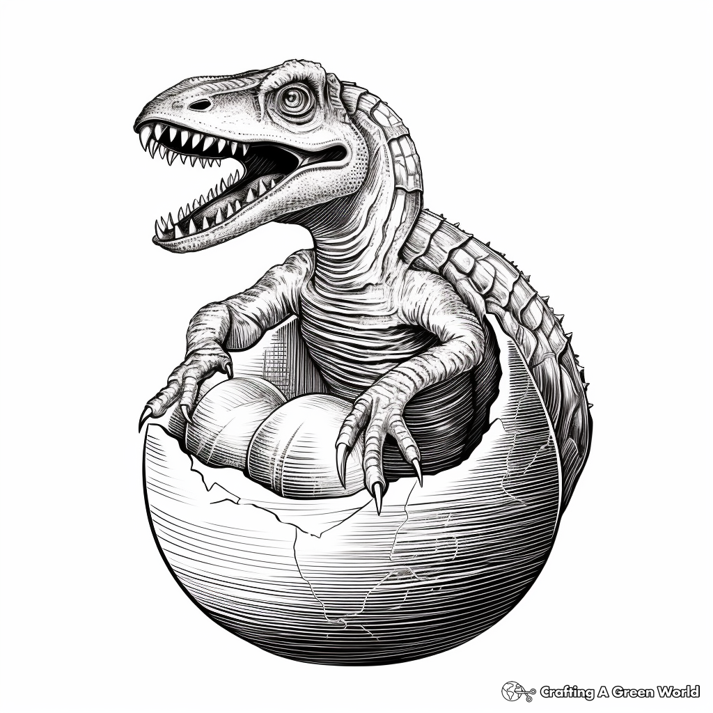 Hatching Compsognathus Dinosaur Egg Coloring Pages 3