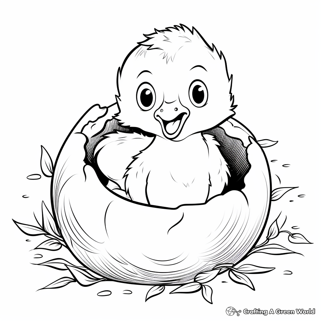 Hatching Duckling Coloring Pages for Kids 1