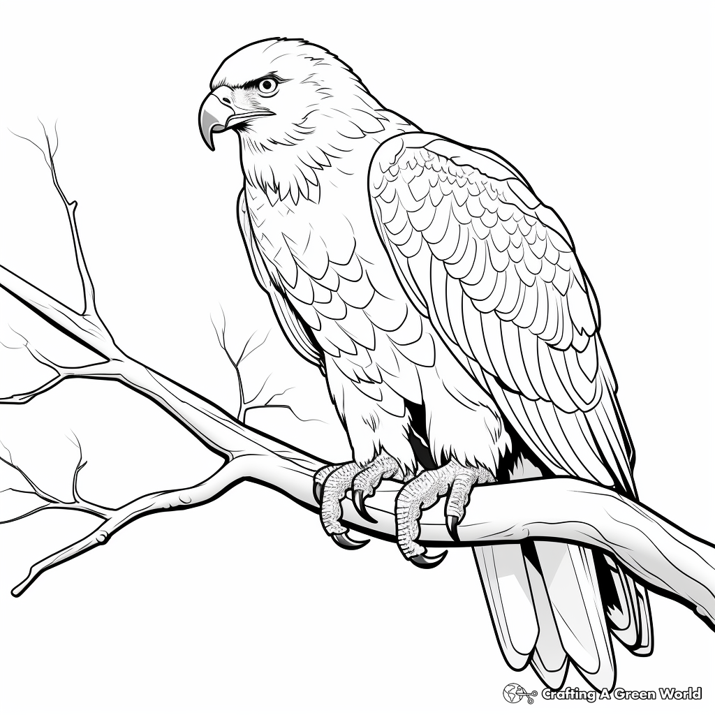 Hawk and Bald Eagle Coloring Pages 2