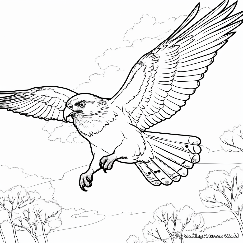 Hawk Hunting in the Wild Coloring Pages 2