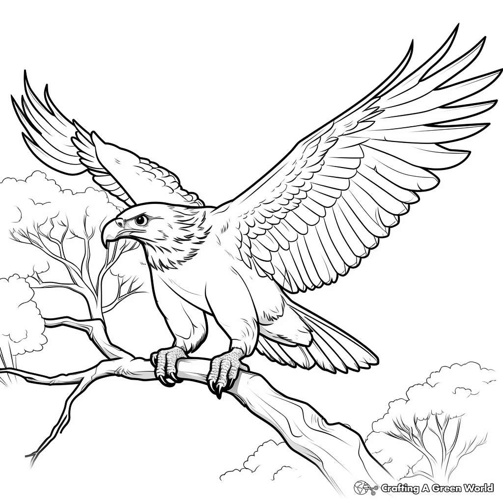 Hawk Hunting in the Wild Coloring Pages 4