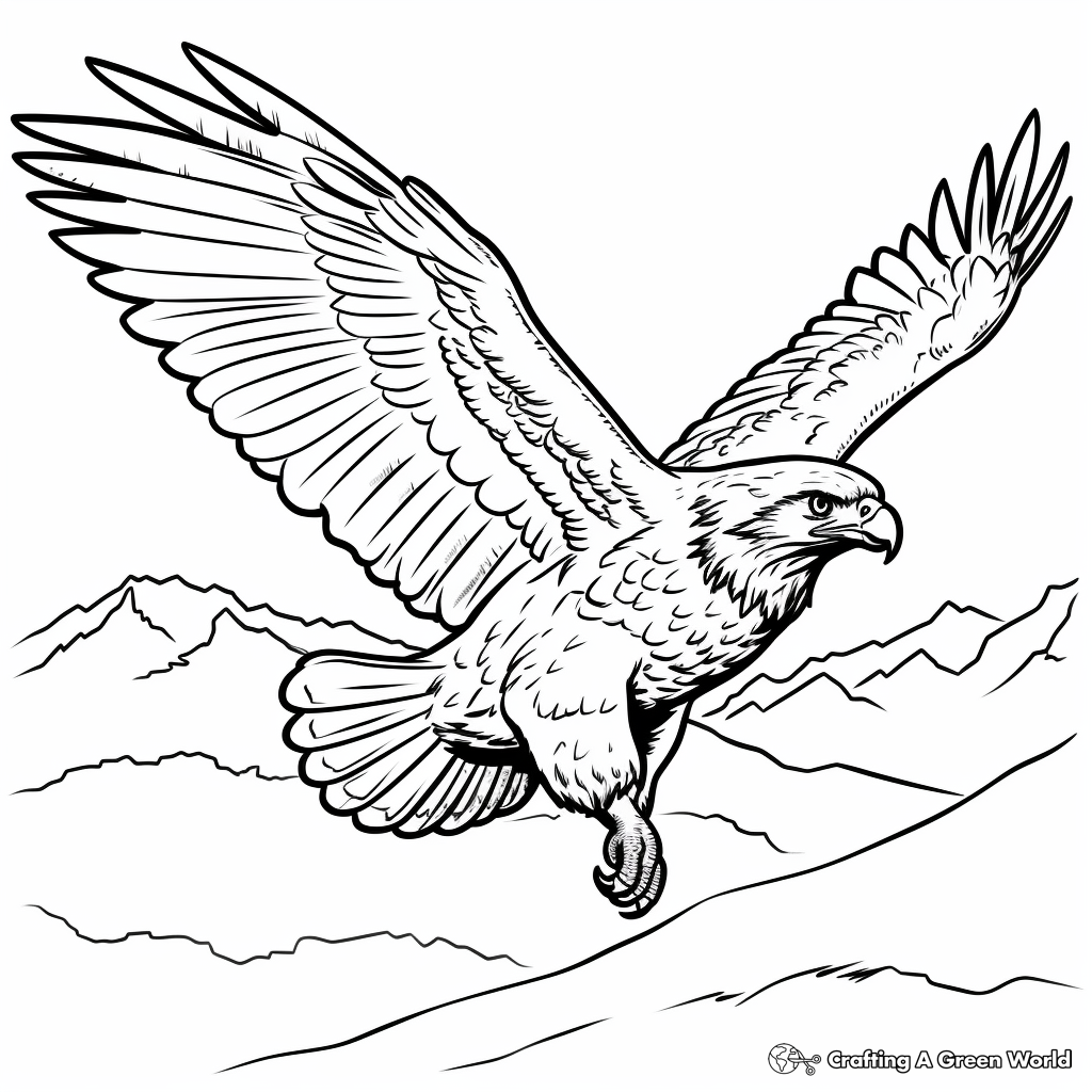 Hawk in Flight Coloring Pages 4
