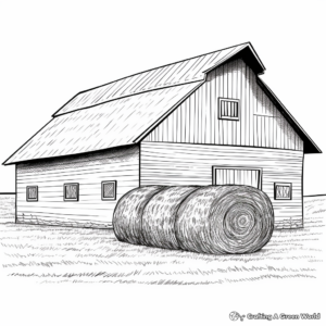Hay Bale in Barn Scene Coloring Pages 1