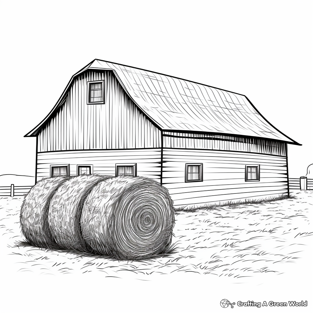 Hay Bale in Barn Scene Coloring Pages 2
